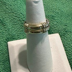 David Yurman 14K 925 sterling double cable band ring. Size 5.75